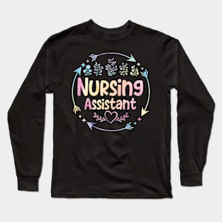 Nursing Assistant cute floral watercolor Long Sleeve T-Shirt